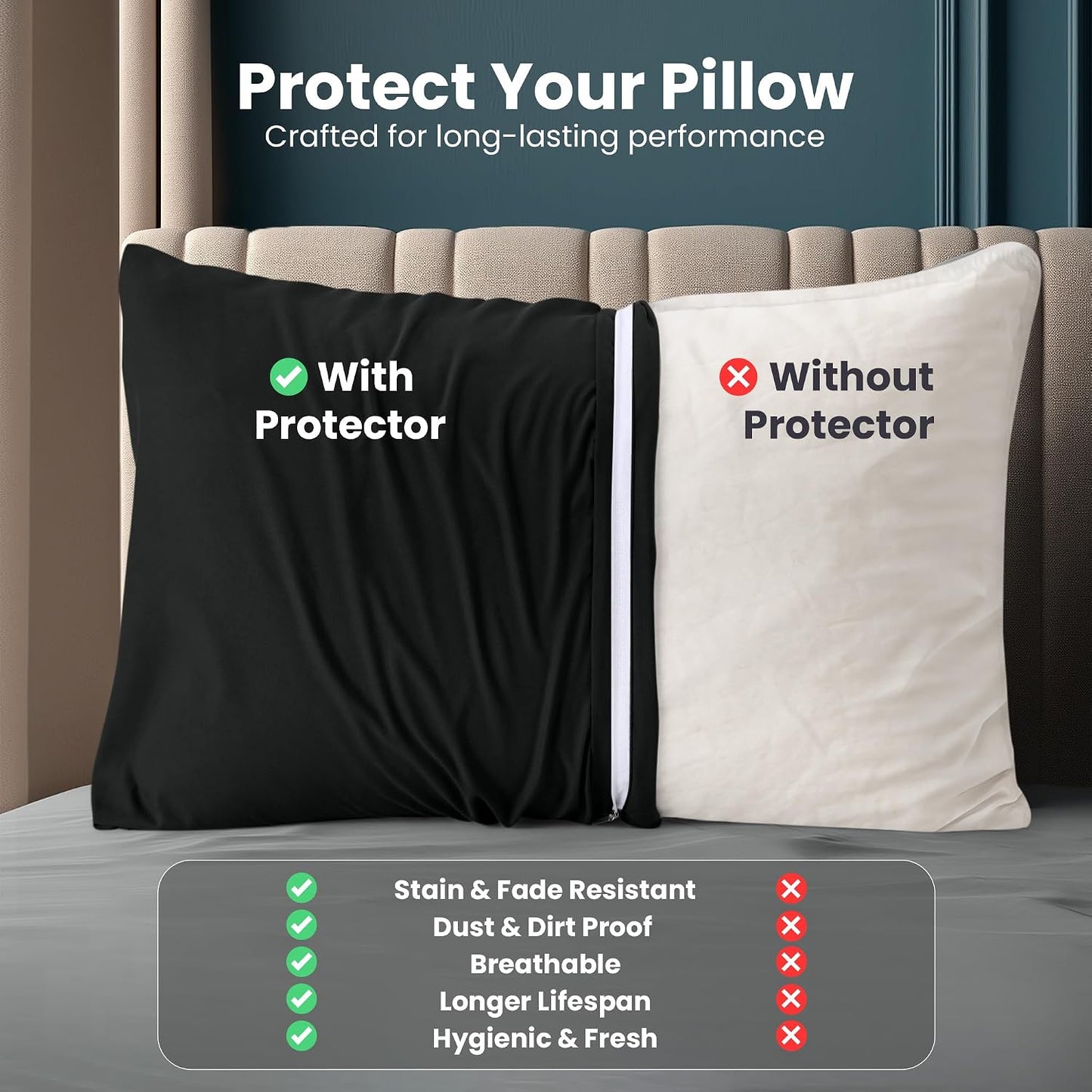Utopia Bedding 4 Pack Pillow Protectors with Zipper Queen Size, Soft Brushed Microfiber Fabric Pillow Cases, Shrinkage and Fade Resistant Pillow Covers (White)