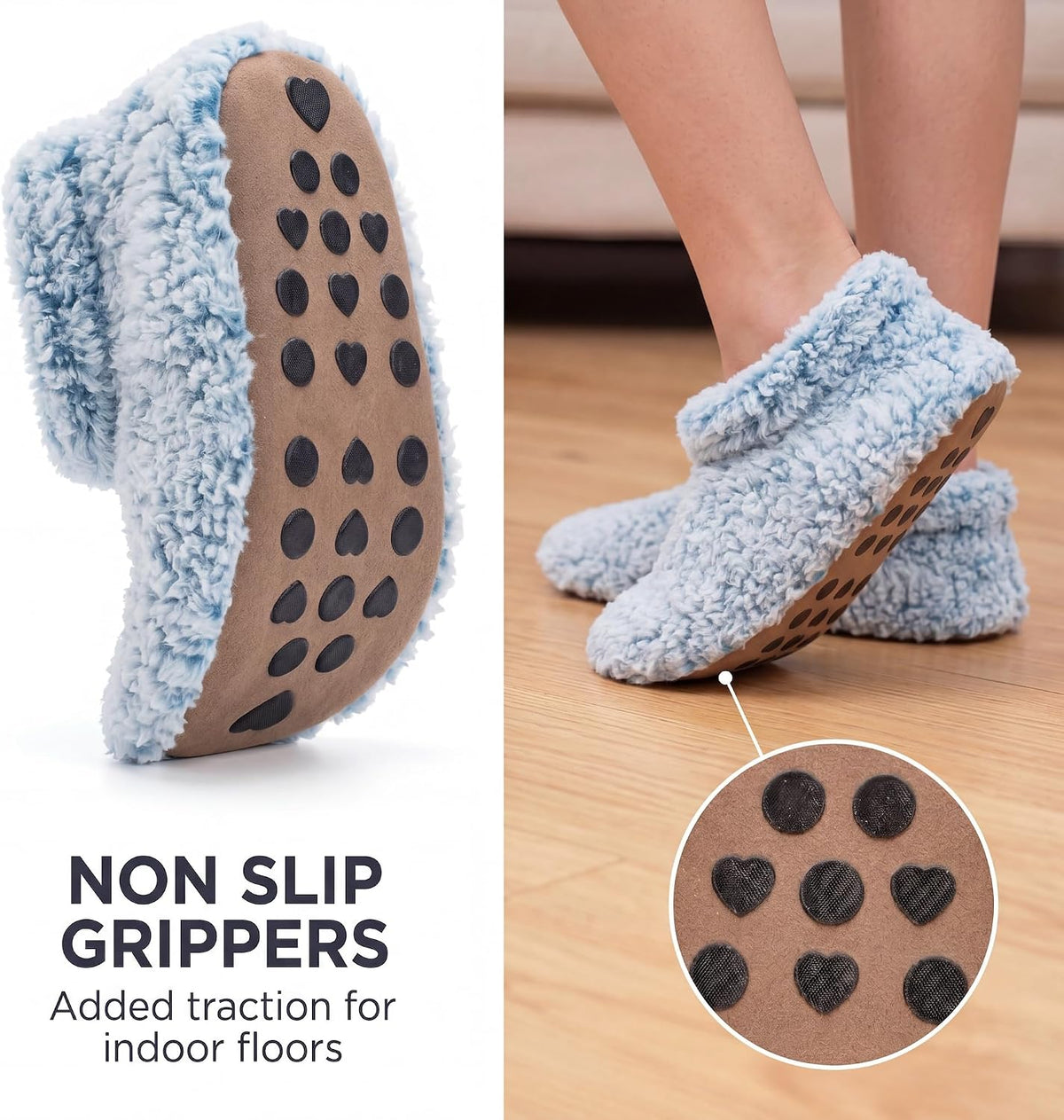 Cozylook Fuzzy Slippers for Women Indoor Soft Sole Slipper Socks