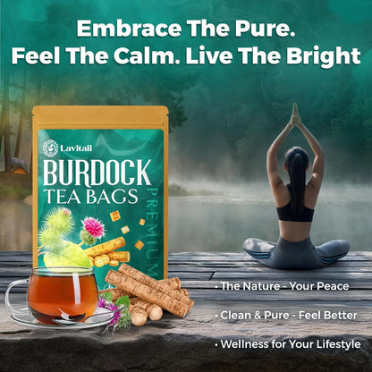 Lavitali, Burdock Root Tea Bags | 60 bags, 100% Pure Herbal Tea | Caffeine-Free, Antioxidant-Rich, Eco-Friendly Filter Bag | Daily Natural Botanical, Hot or Iced Herbal Infusion