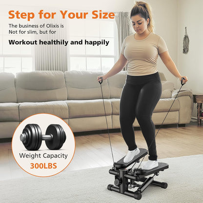 OLIXIS Stepper Machine with Resistance Bands - Mini Stair Stepper for Home Exercise, Portable Weight Loss & Full Body Workout Equipment