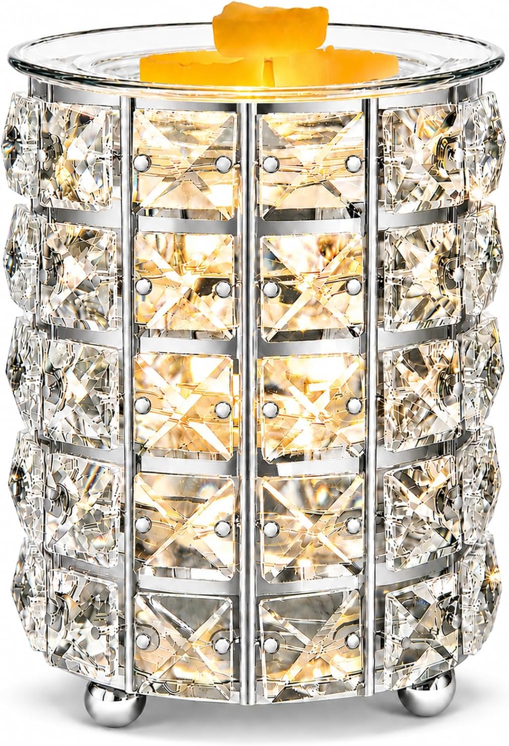 Leyoue Electric Crystal Wax Melt Warmer - Bulb Heating, Elegant Crystal Design, Quickly Melts Wax Blocks, Releases Long-Lasting Fragrance, Perfect Candle Wax Burner and Wax Warmer for Home Decor