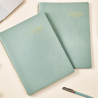 Appointment Book 2026-2027- Business Planner, JUL 2026 - JUN 2027,Planner 2026-2027, 3-Tier Schedule Planner, 8.74" x 11.38", 60 Minutes Intervals + Monthly Tabs + Leather Cover + Pocket - Pea Green