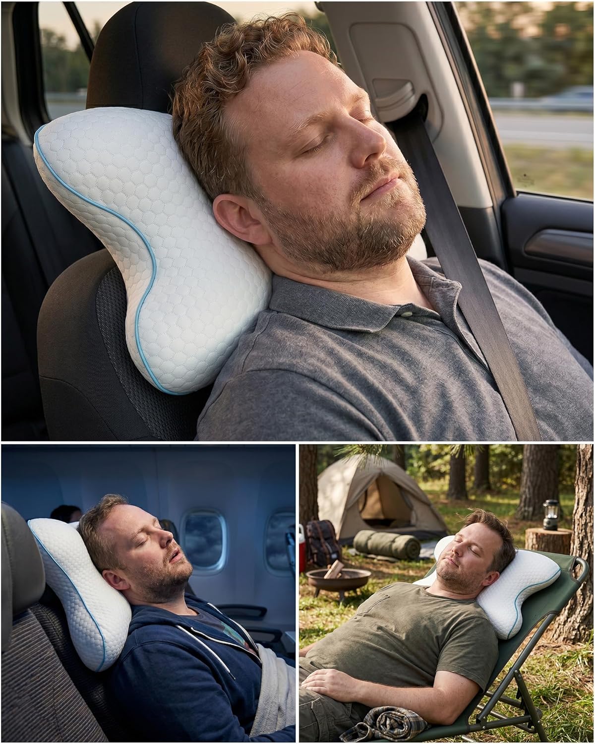 HSA/FSA Camping Pillow Memory Foam CPAP Pillows, Small Travel Pillow for All CPAP Users with Cooling & Washable Cover, Packable Neck Pillow for Backpacking Camping Hotel