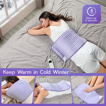 Heating Pad for Period Cramps, Heating Pad for Back/Neck/Shoulder Muscle Pain, 6 Heating & 4 Timer Setting, Auto Shut Off, Dry/Moist Heat & Machine Washable, Birthday Christma s Gifts for Women Mom
