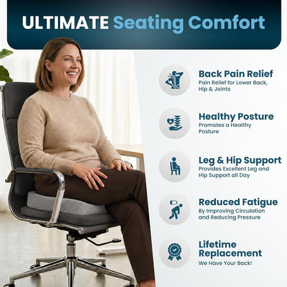 ComfiLife Gel Enhanced Seat Cushion – Office Chair Cushion – Non-Slip Gel & Memory Foam Coccyx Cushion for Tailbone Pain - Desk Chair Car Seat Cushion Driving - Sciatica & Back Pain Relief (Navy)