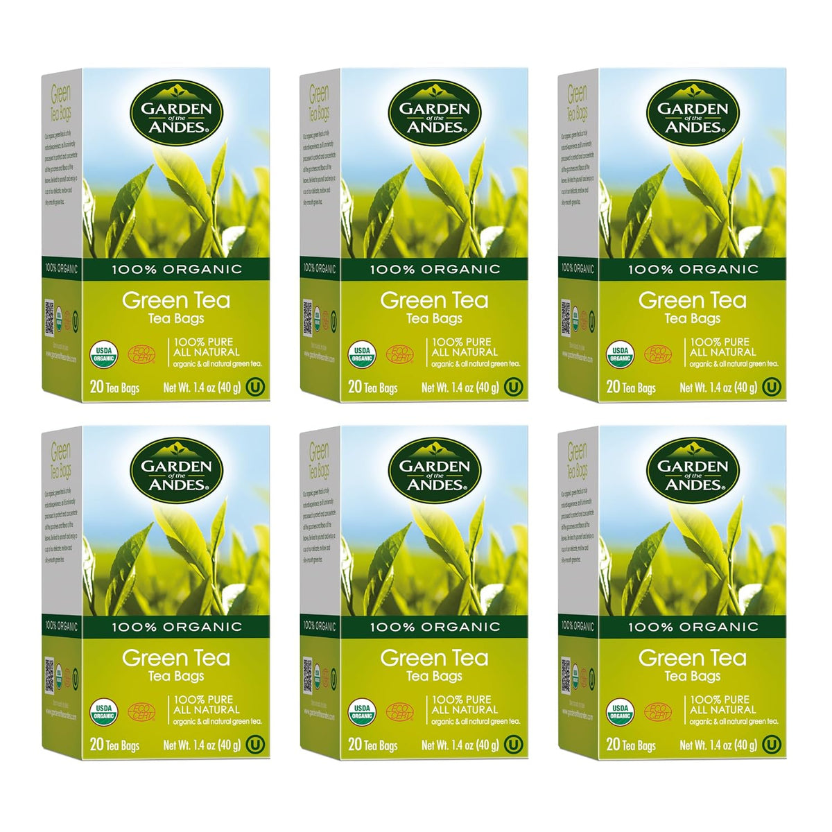 Garden of the Andes Kosher Organic Green Tea, 120 Bags