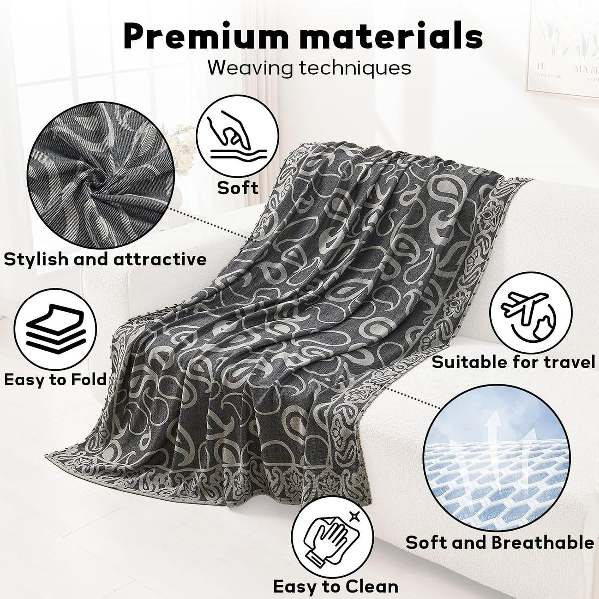 Travel Blanket Airplane - Ultra Soft & Lightweight Knit Design