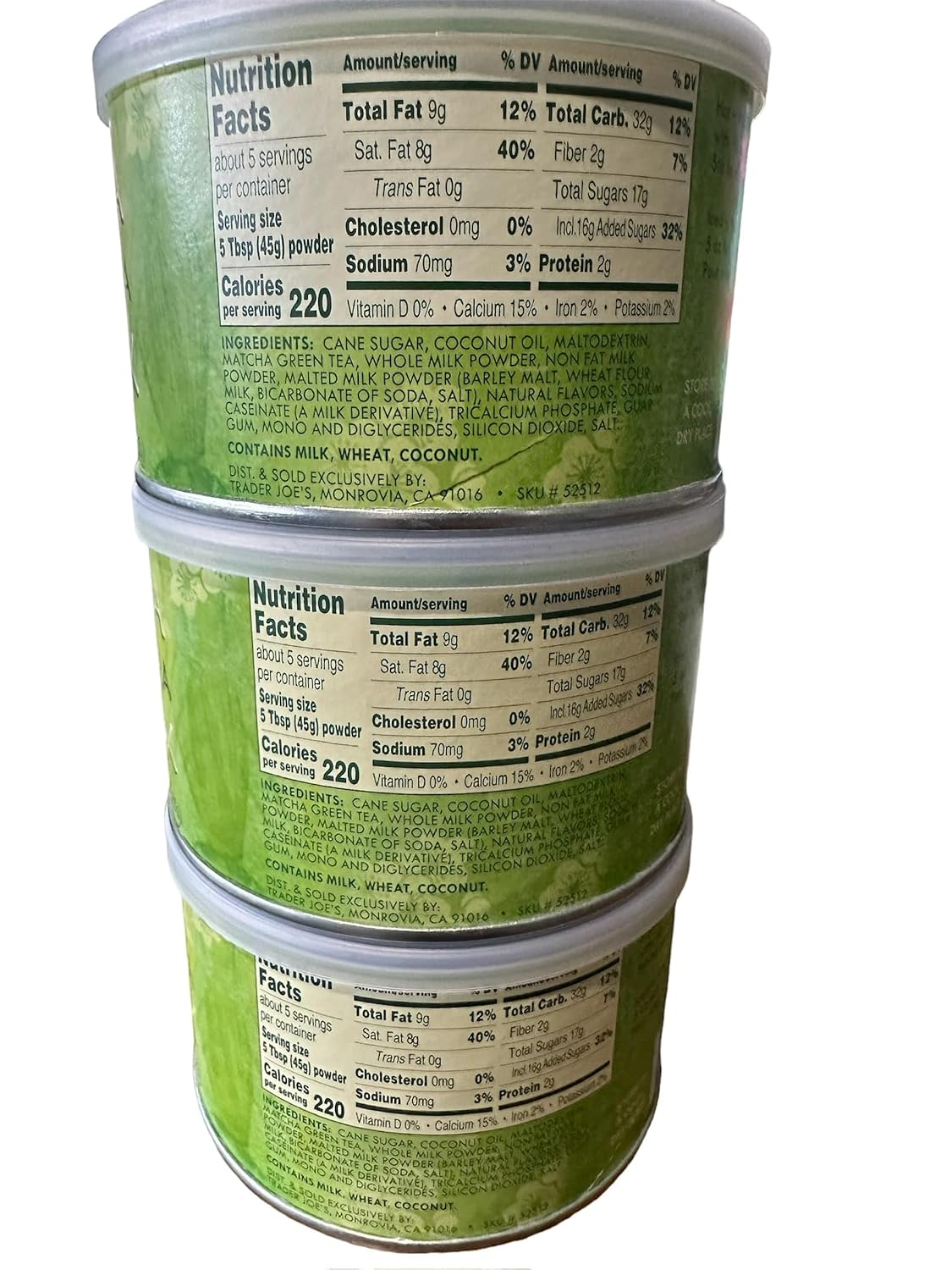 Trader Joe's Matcha Green Tea Latte Mix (Pack of 3)