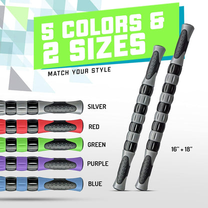 Elite Massage Roller Stick Targets Sore, Tight Leg Muscles to Prevent Cramps and Release Tension. It's Sturdy, Lightweight, Smooth Rolling and Thankfully This Lifesaver has Comfortable Handles.Green
