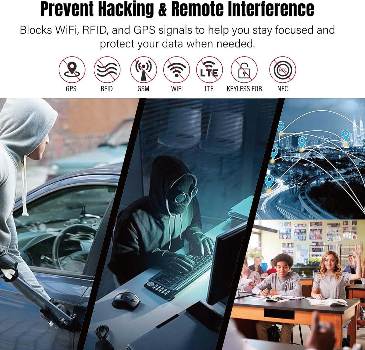 IBENZER Faraday Bag 2 Packs Signal Blocking Pouch for Phones, Key Fobs & Small Devices, Water-Resistant, Magnetic Closure with ID Holder WiFi/RFID/GPS Blocker, Black, CP05BK-FS(2PK)