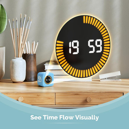 KADAMS Pomodoro Timer – Visual Cube with 5/10/30/60 Min Presets, LED Countdown Ring & Count Up Mode, Silent Flip Productivity Timer for Study, Classroom, Office, Cooking
