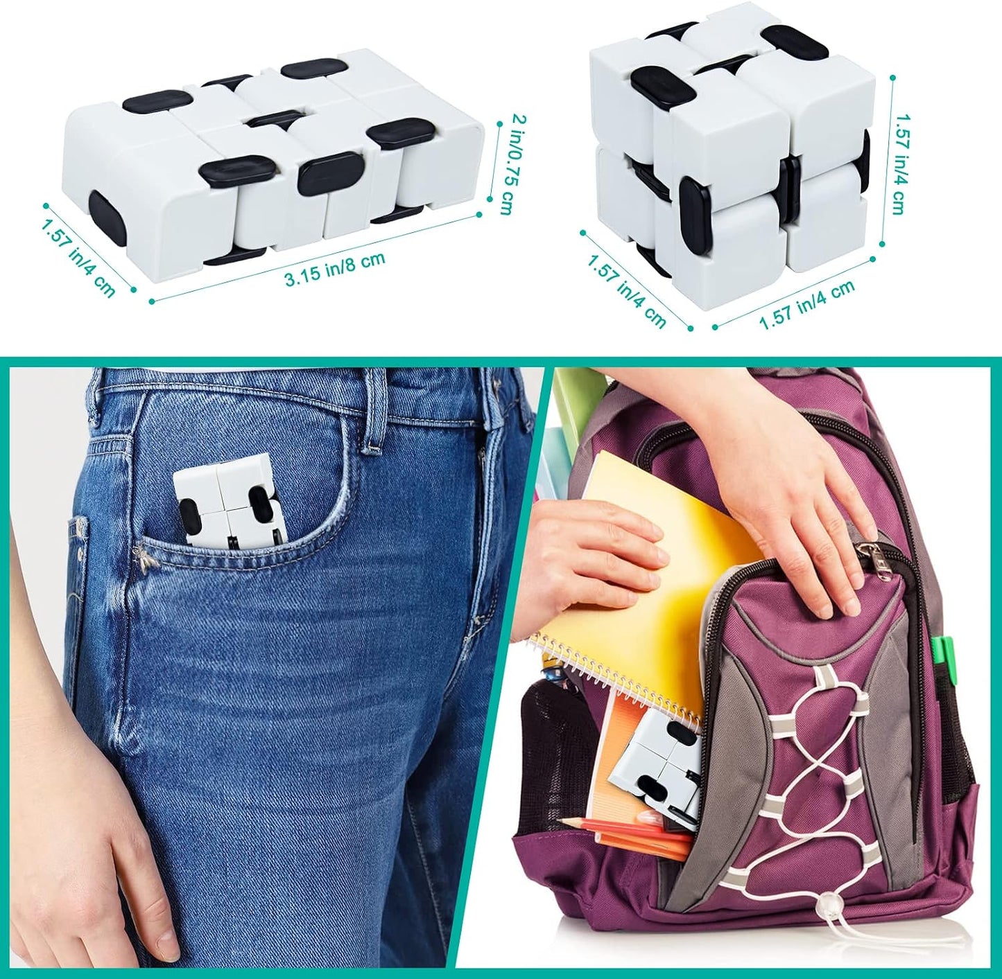 Infinity Cube Fidget Toy Stress Relieving Fidgeting Game for Kids and Adults,Cute Mini Unique Gadget for Anxiety Relief and Kill Time (Macaron Blue)