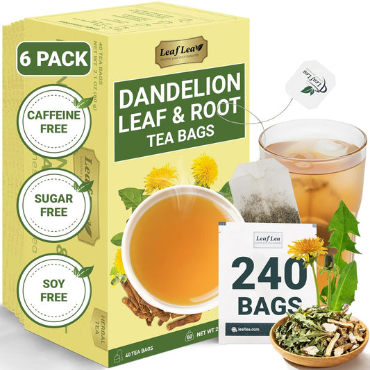 LeafLea Dandelion Root & Leaf Tea Bags, Caffeine-Free, No Sugar, 240 Count