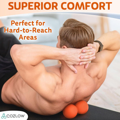 COZLOW Double Lacrosse Silicone Massage Ball - Cobalt Blue - Peanut Trigger Point Roller for Mobility, Deep Tissue Therapy, Myofascial Release - Acupressure Tool for Muscle Pain Relief