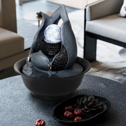 WICHEMI Indoor Fountain Tabletop Fountain Waterfall Fountains Stacked Rocks | Desktop Fountain With LED Light, Soothing Sound, Stress Relief, Humidifies Air, No Plumbing, Easy Setup, 11.8"X8.7"X5.9"