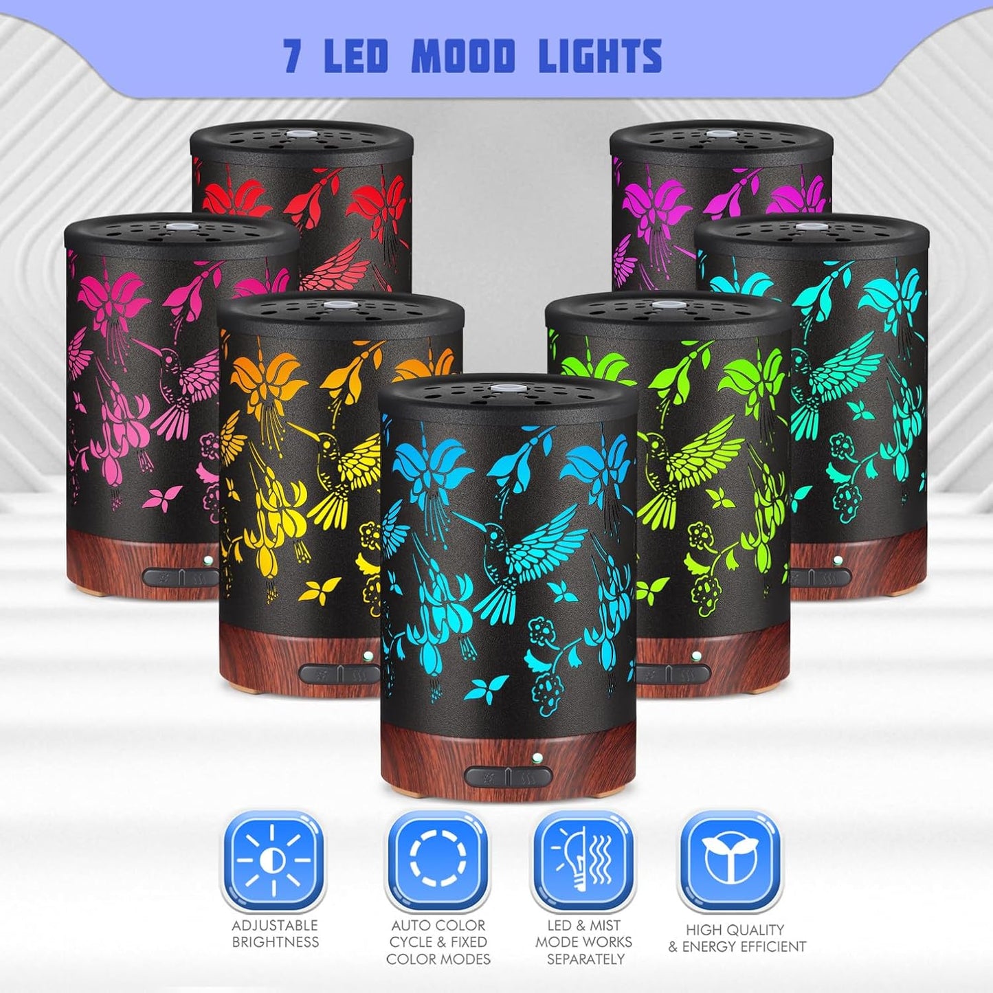 Essential Oil Diffuser, Ultrasonic Diffuser for Essential Oil, Cool Mist Humidifier Aromatherapy Diffuser with 7 Color Lighting Changing Modes, Waterless Auto Shut-Off for Home（Flower Fairy）
