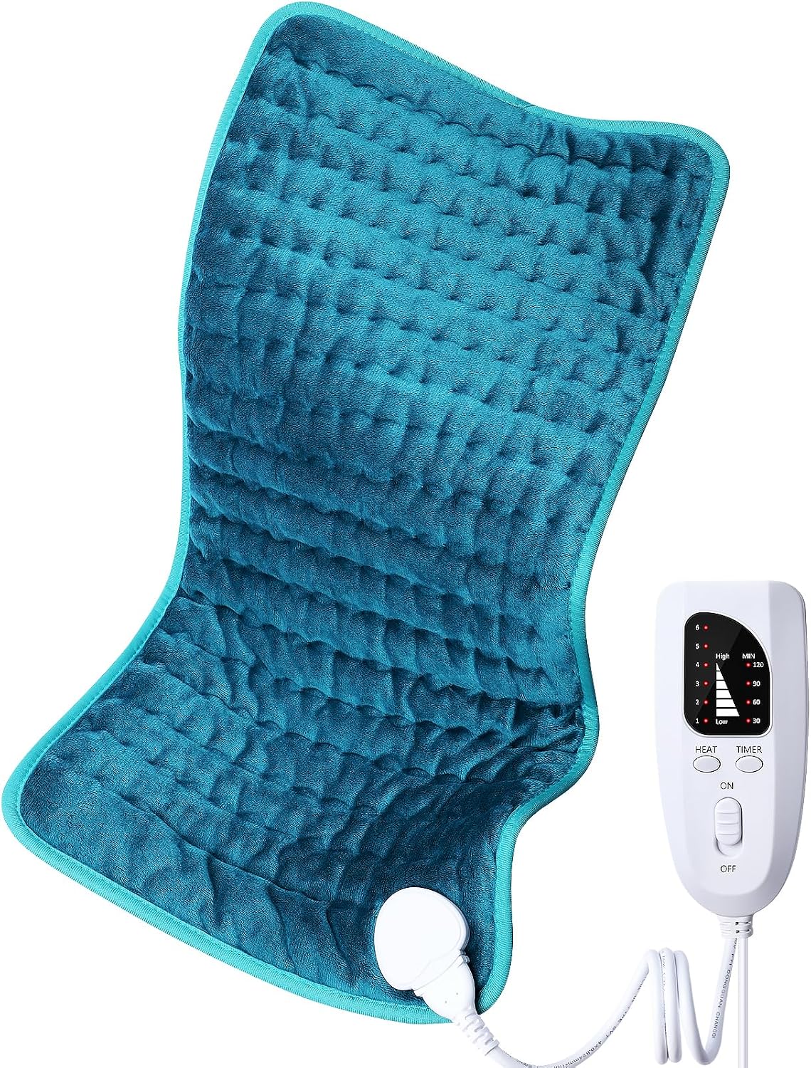 Heating pad for Back/Shoulder/Neck/Abdomen, Heating Pads with 6 Fast Heating Settings, Auto-Off, Machine Wash, Birthday Gifts for Women Mom Men Dad, Extra Large 12"x24", Blue