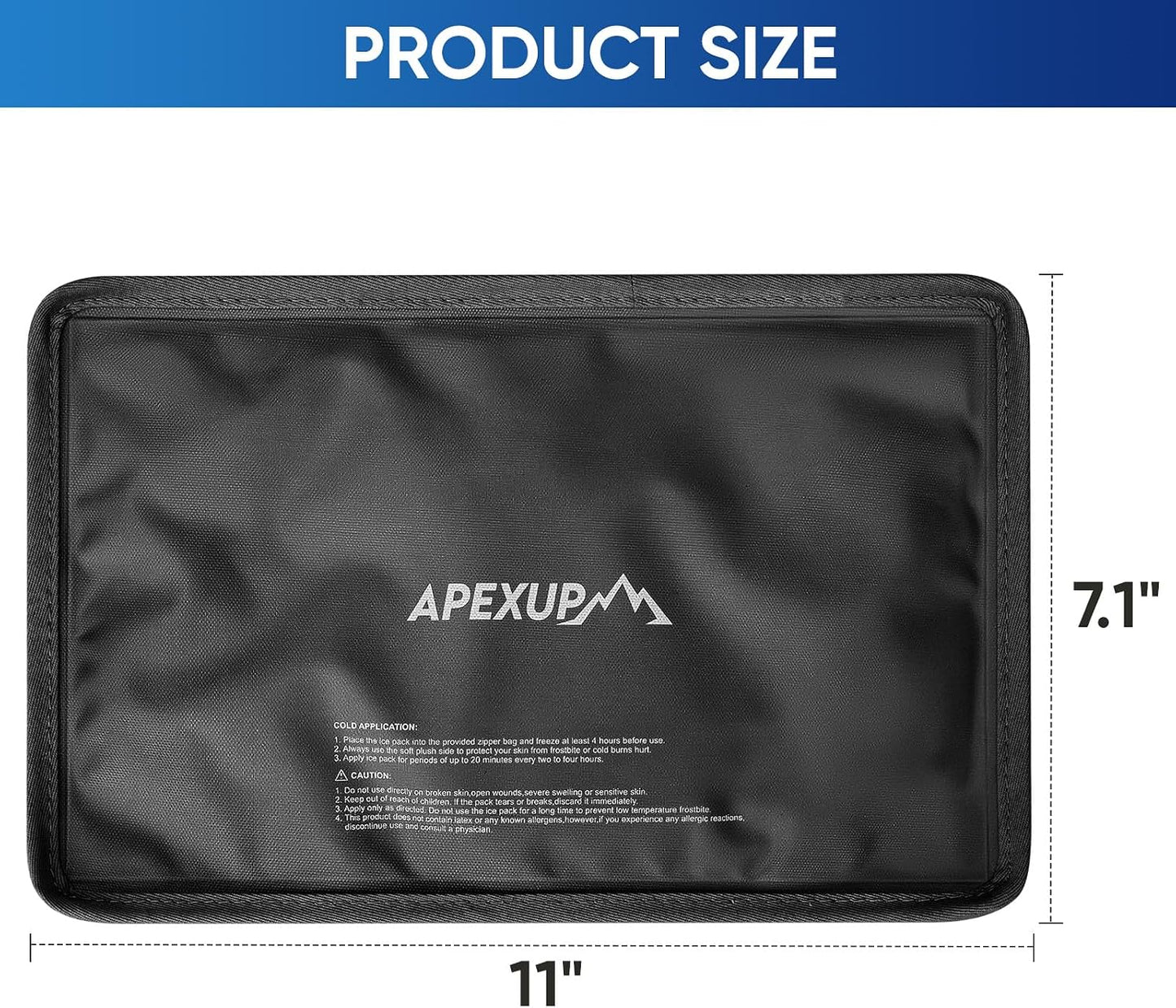 APEXUP Gel Ice Packs for Injuries Reusable, Flexible Double Sided Cold Packs for Injuries, Ice Pack for Knee, Shoulder, Back, Hip, Leg, Arm (Blue, 11"x7.1", 1PK)