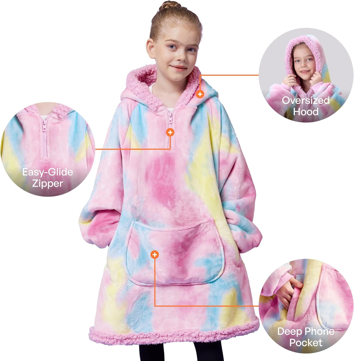 Giggling Getup Wearable Blanket Hoodie for Adults Gifts for Teen Girls Sister Women Sherpa Fleece Printed Hooded Blanket Sweatshirt Warm Cozy with Pocket & Sleeves Beige Cat