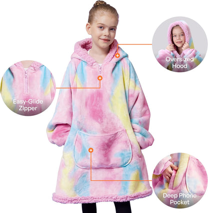 Giggling Getup Wearable Blanket Hoodie for Adults Gifts for Teen Girls Sister Women Sherpa Fleece Printed Hooded Blanket Sweatshirt Warm Cozy with Pocket & Sleeves Beige Cat