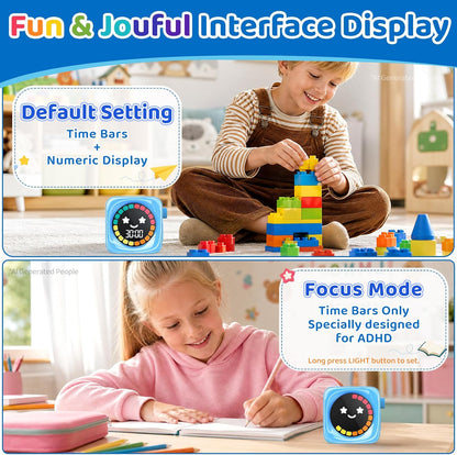 Visual Timer for Kids, 99 Minute Digital Cute Kids Visual Timer Classroom Timer for Homeschool Supplies Study Teaching Time Management Tool Countdown Productivity Timer, White, Colorful Display