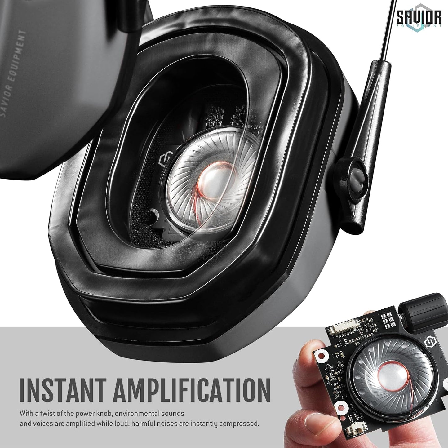 Savior Equipment Apollo Electronic Earmuffs For Shooting w/Gel Ear Pads, 24dB NRR, Noise Cancelling Ear Protection Headset