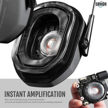 Savior Equipment Apollo Electronic Earmuffs For Shooting w/Gel Ear Pads, 24dB NRR, Noise Cancelling Ear Protection Headset