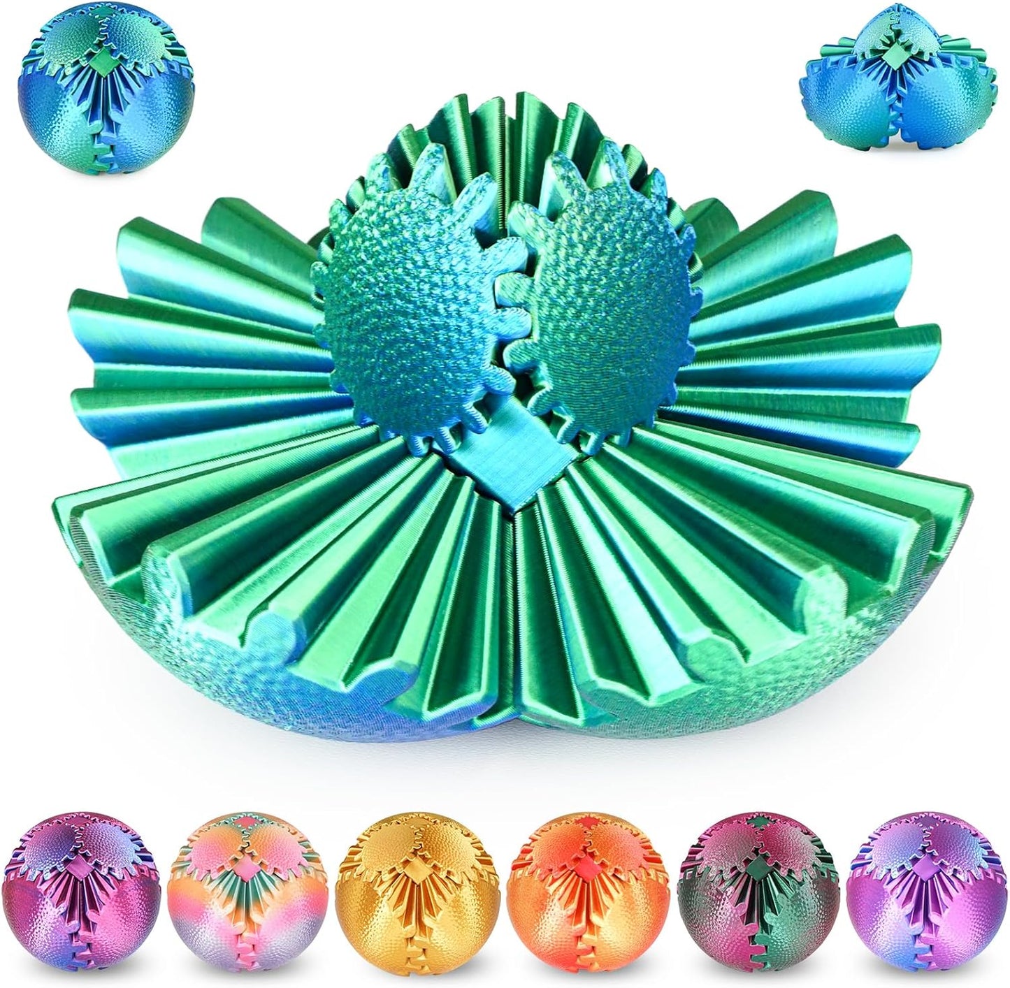 Gear Ball Fidget Toys Steampunk Gear Sphere Stress Relief for Kids Adults 3D Printed Unique Funny Birthday Gift for Christmas White Elephant Stocking Stuffer Easter (Ombre Purple, Dia. 2.5" )