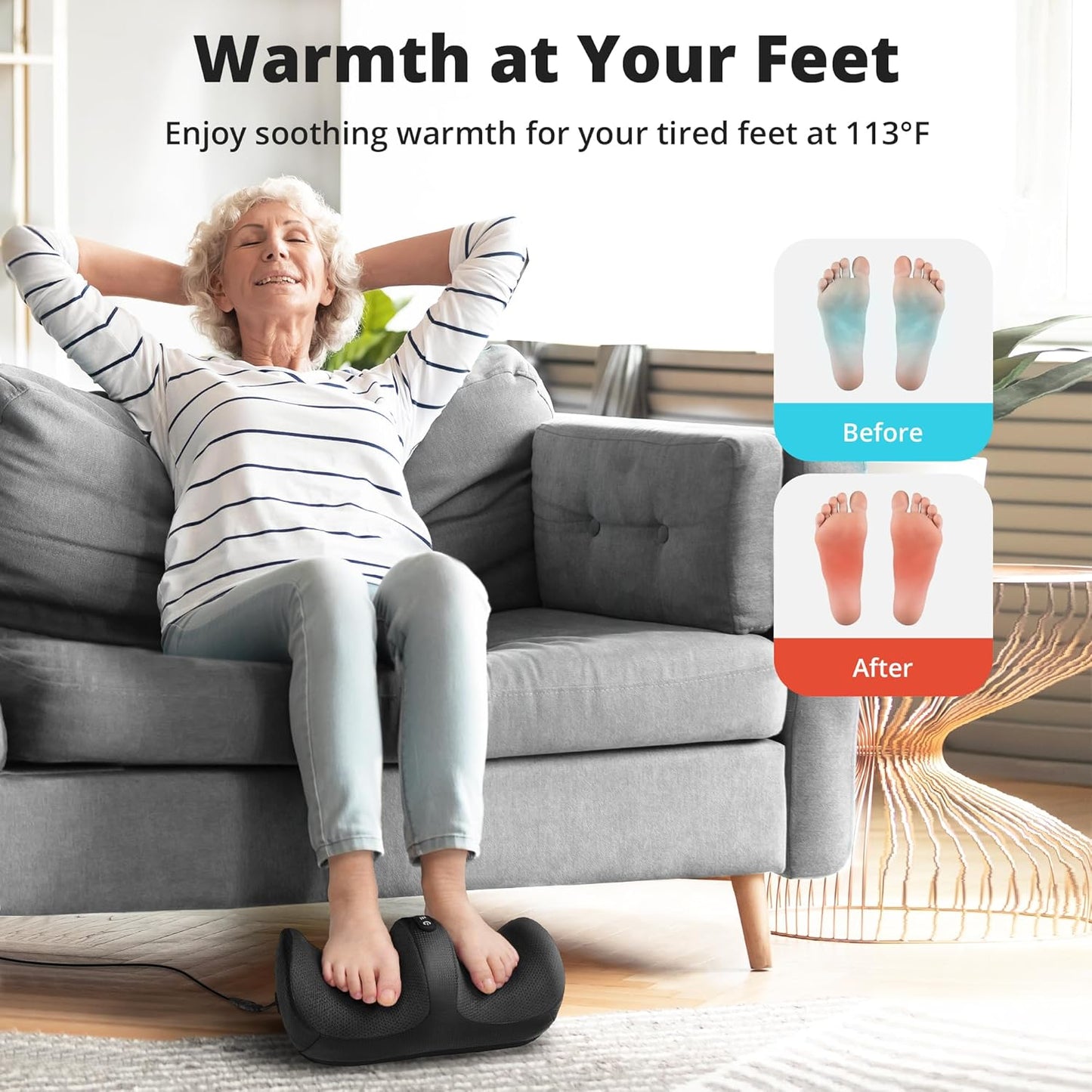 Medcursor Foot Massager with Heat - Foot and Calf Massager with Massage Roller, Deep Massage for Plantar Fasciitis, Pain Relief, Neuropathy, Relax for Home or Office Use (Not Cordless)