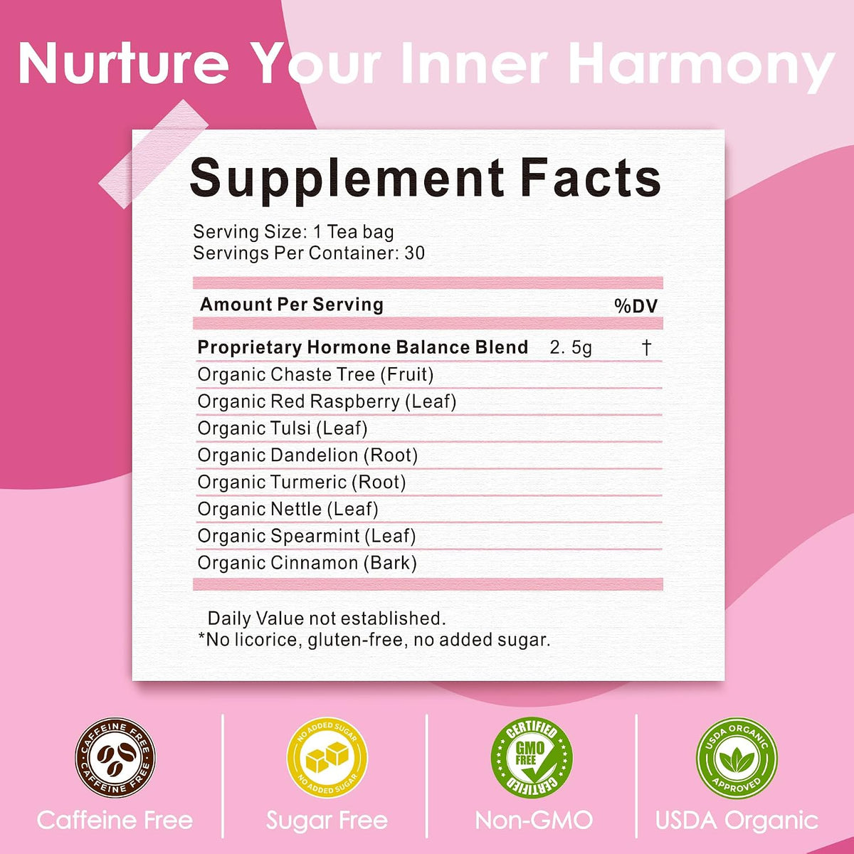 UBEEKOO Hormone Balance Herbal Tea for Women, Caffeine-Free, 30 Tea Bags