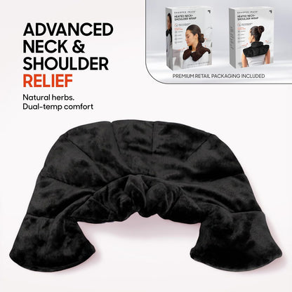 Sharper Image Heated Neck & Shoulder Wrap - Microwavable Warm & Cooling Plush Pad, Scented Aromatherapy (100% Natural Lavender & Herb Spa Blend), Pain Tension Headache Relief Therapy, Gift for Women