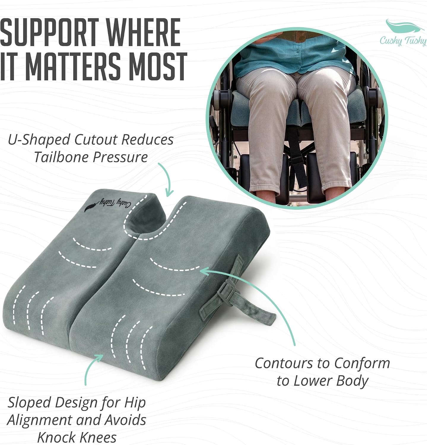 Cushy Tushy Premium Foldable Travel Seat Cushion - for Relief of Lower Back, Sciatic, Butt and Tailbone Pain - for Home & Office Use, Perfect for Travel or Driving - Coccyx Seat Cushion