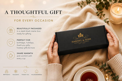 Harney & Sons Assorted Tea Bag Sampler Bundle 42 Count With Honey Crystal Packs Great for Birthday, Hostess and Co-worker Gifts, Tea Set Gifts, Tea Variety Pack