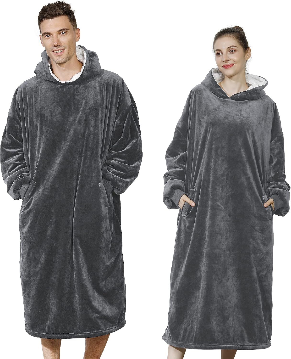 AmyHomie Wearable Blanket Hoodie for Adults & Teens,Oversized Sherpa Hooded Blanket,Warm Cozy Blanket Sweatshirt as Christmas Birthday Gifts for Women Men