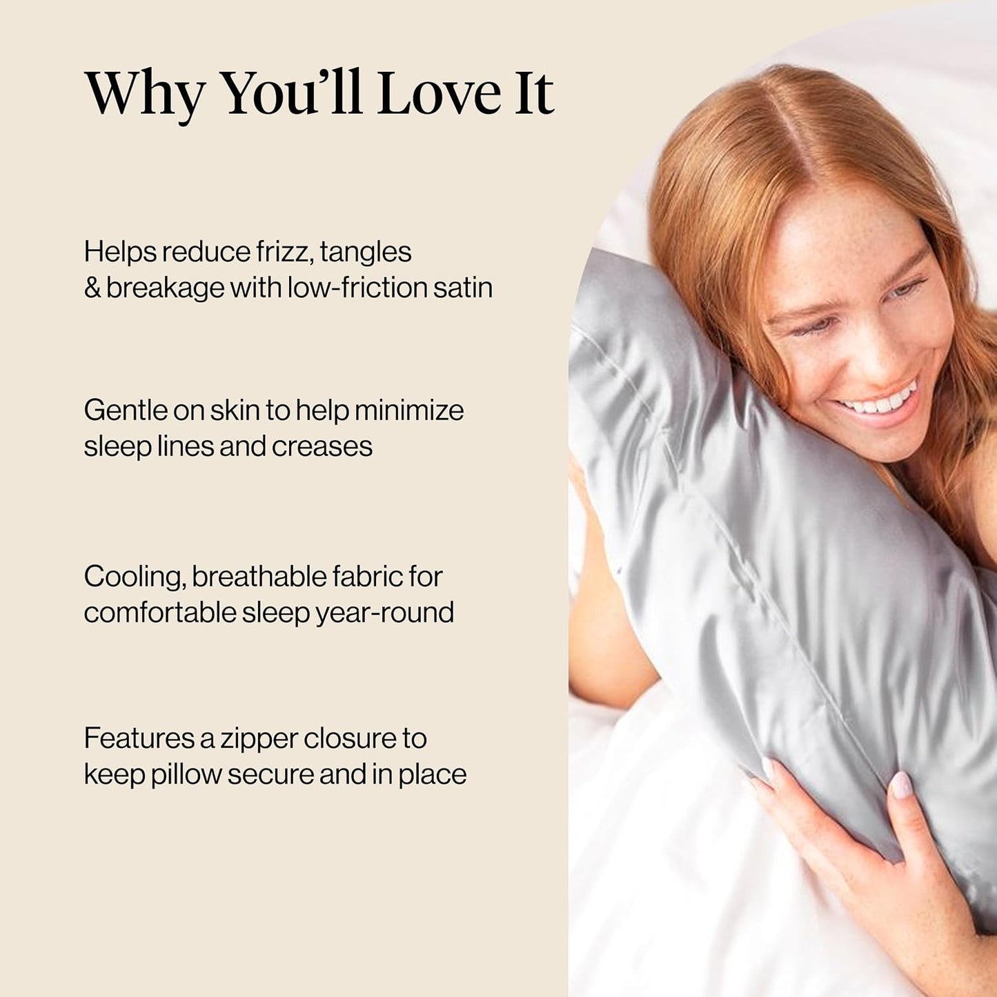 Kitsch Satin Pillowcase with Zipper for Hair & Skin - Softer Than Silk Pillow Cases, Smooth Cooling Satin Pillow Case, Wrinkle-Free, Machine Washable - Pillow Cases Standard Size (19x26) - Blush
