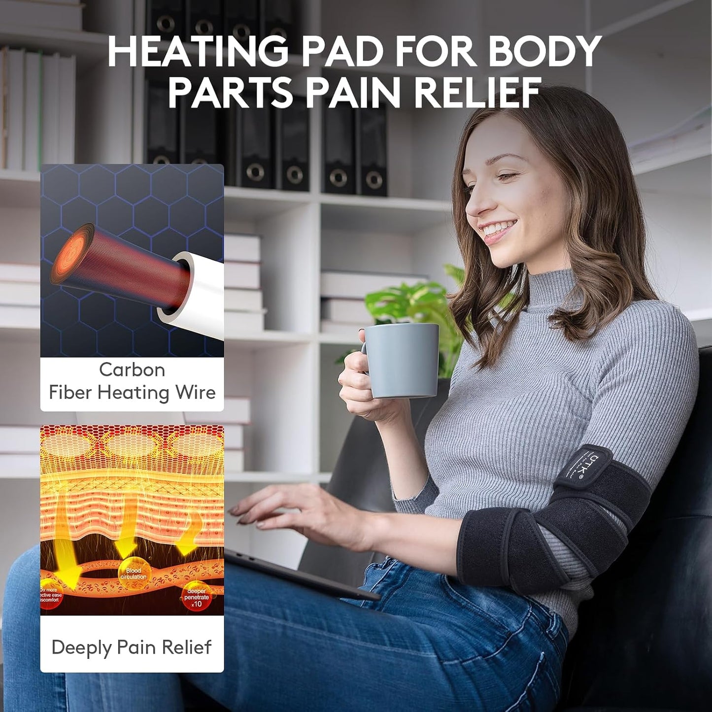UTK 5X Far Infrared Heating Pad, Heated Wrap with Jade for Arm Joint Elbow, FSA-HSA Eligible, Hotter to 159℉, 4H Auto Off & Memory Function, 120" Extension Cord, Birthday Gifts for Men Women Mom Dad