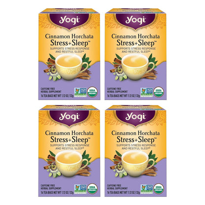 Yogi Cinnamon Horchata Stress & Sleep Tea, 16 Tea Bags (4 Pack)
