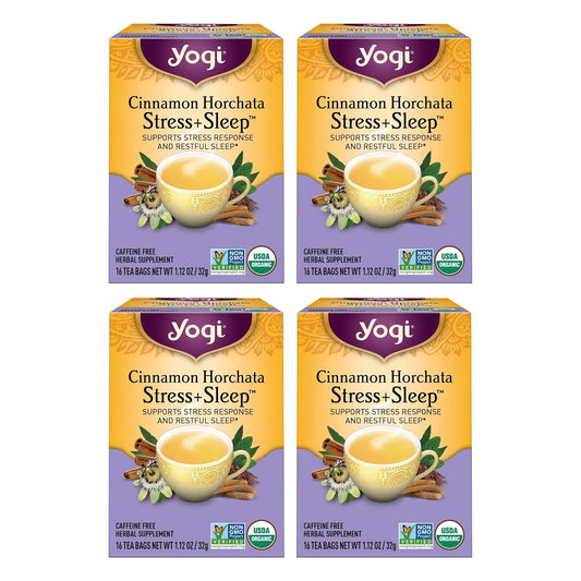 Yogi Cinnamon Horchata Stress & Sleep Tea, 16 Tea Bags (4 Pack)