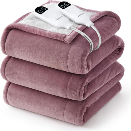 Bedsure Heated Blanket Throw Blanket with Preheat Function - Fast Heating Electric Blanket, Soft Flannel Throw with 6 Time Settings(Up to 10H), 6 Heating Settings, Gifts for Grandma (50"x60", Cream)