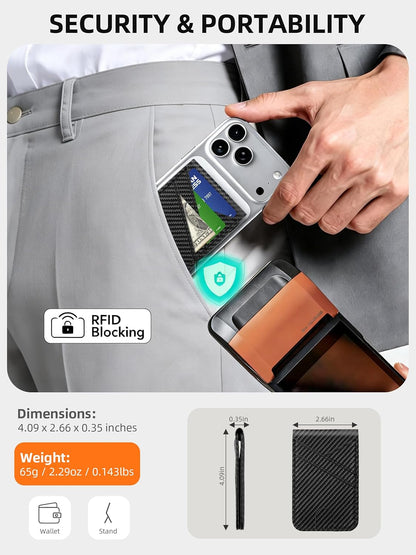 TopMade Magnetic Wallet Stand Tracker for Magsafe (iOS Only), Black