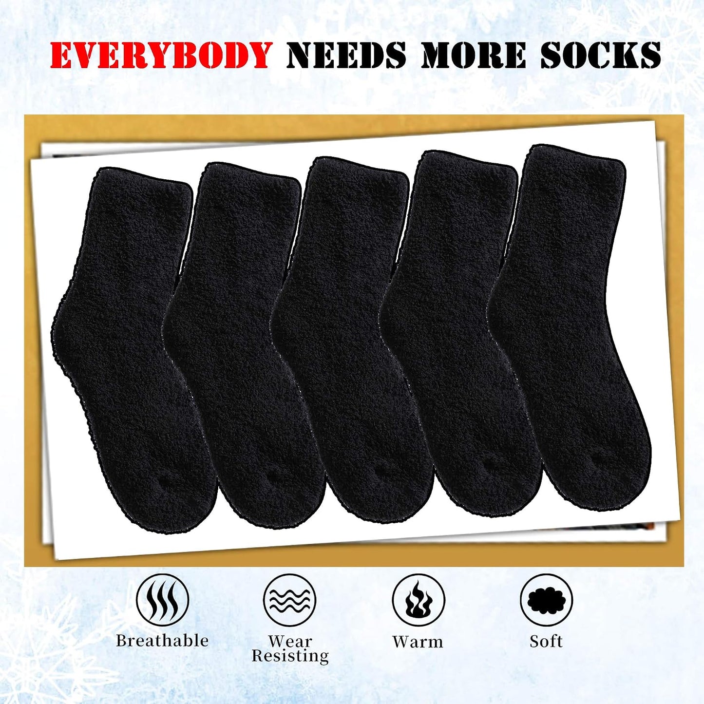 LANLEO 5/6 Pairs Womens Super Soft Fuzzy Plush Warm Winter Home Sleeping Slipper Socks
