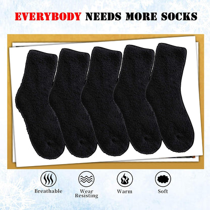 LANLEO 5/6 Pairs Womens Super Soft Fuzzy Plush Warm Winter Home Sleeping Slipper Socks