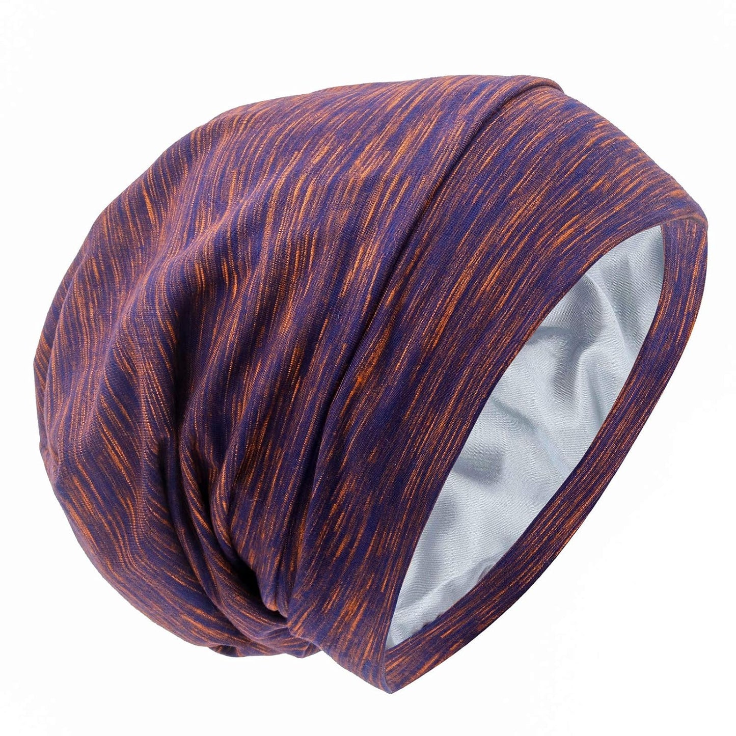 Silk Satin Lined Bonnet Sleep Cap - Adjustable Stay on All Night Hair Wrap Cover Slouchy Beanie for Curly Protection Women and Men Solid Black
