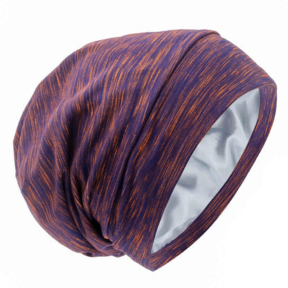 Silk Satin Lined Bonnet Sleep Cap - Adjustable Stay on All Night Hair Wrap Cover Slouchy Beanie for Curly Protection Women and Men Solid Black