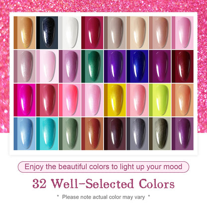 JODSONE Gel Nail Polish Kit 60 PCS with U V Light Soak off Base Top Coat 55 Shine Colors Gel Nail Kit Bright and Dark Brown Wine Red Series Manicure Set for Women and Girls