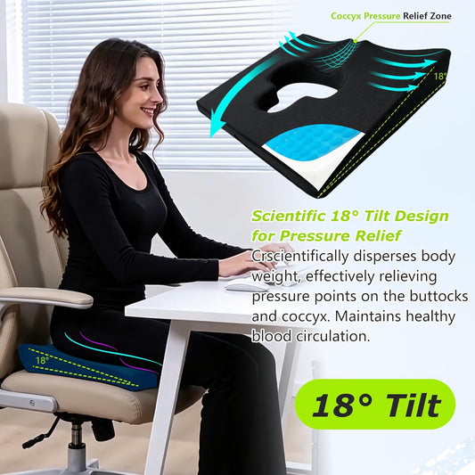 Gel Wheelchair Seat Cushion,Bed Sore Cushions for Butt,Gel Cushion for Pressure Relief,Donut Pillow for Tailbone Pain Relief,Sciatica,Coccyx,hemorrhoid Pillow,Cushion for Office Chair(Blue)