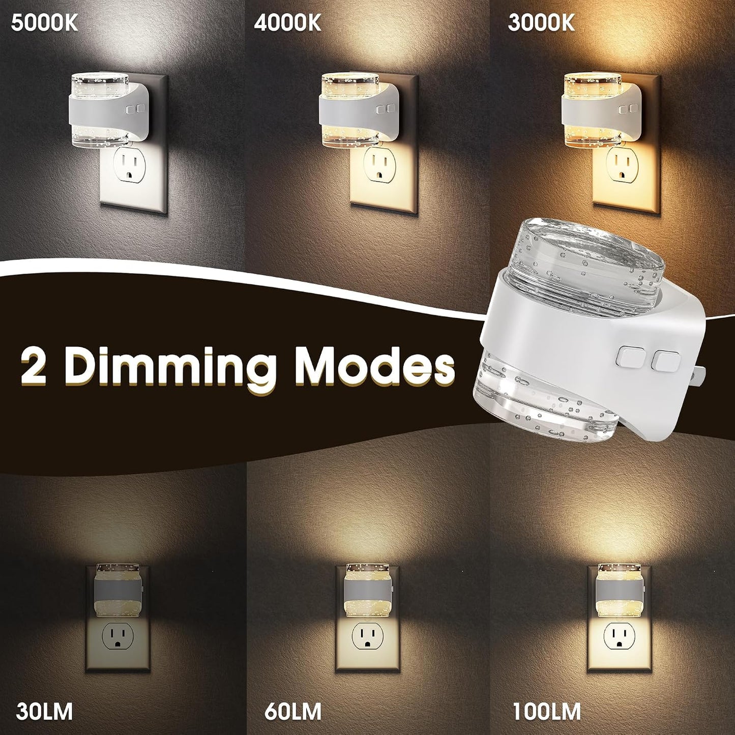 Briignite Night Light, Night Lights Plug into Wall, Soft White LED Nightlight for Kids, Adjustable Brightness 0-100LM, Dusk to Dawn Sensor, Soft Light for Bedroom, Hallway, Nursery, 2 Pack
