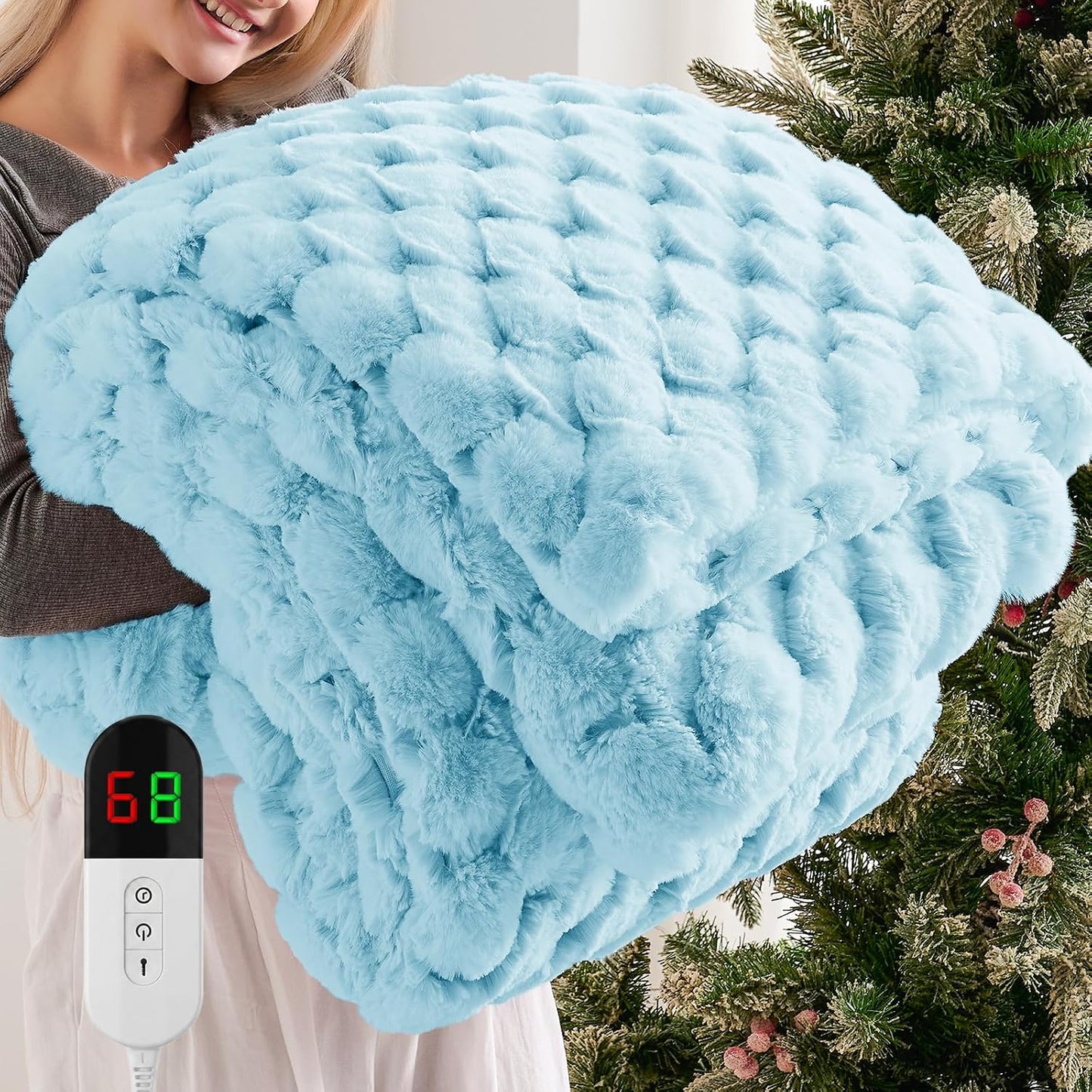 Homemate Electric Heated Blanket Twin - 62"x84" Heating Bed Blankets Throw with 10 Heating Levels 8 Hours Auto Off Fast Heating Over-Heated Protection Ultra Soft Warm Flannel ETL Certified Grey - Colors B