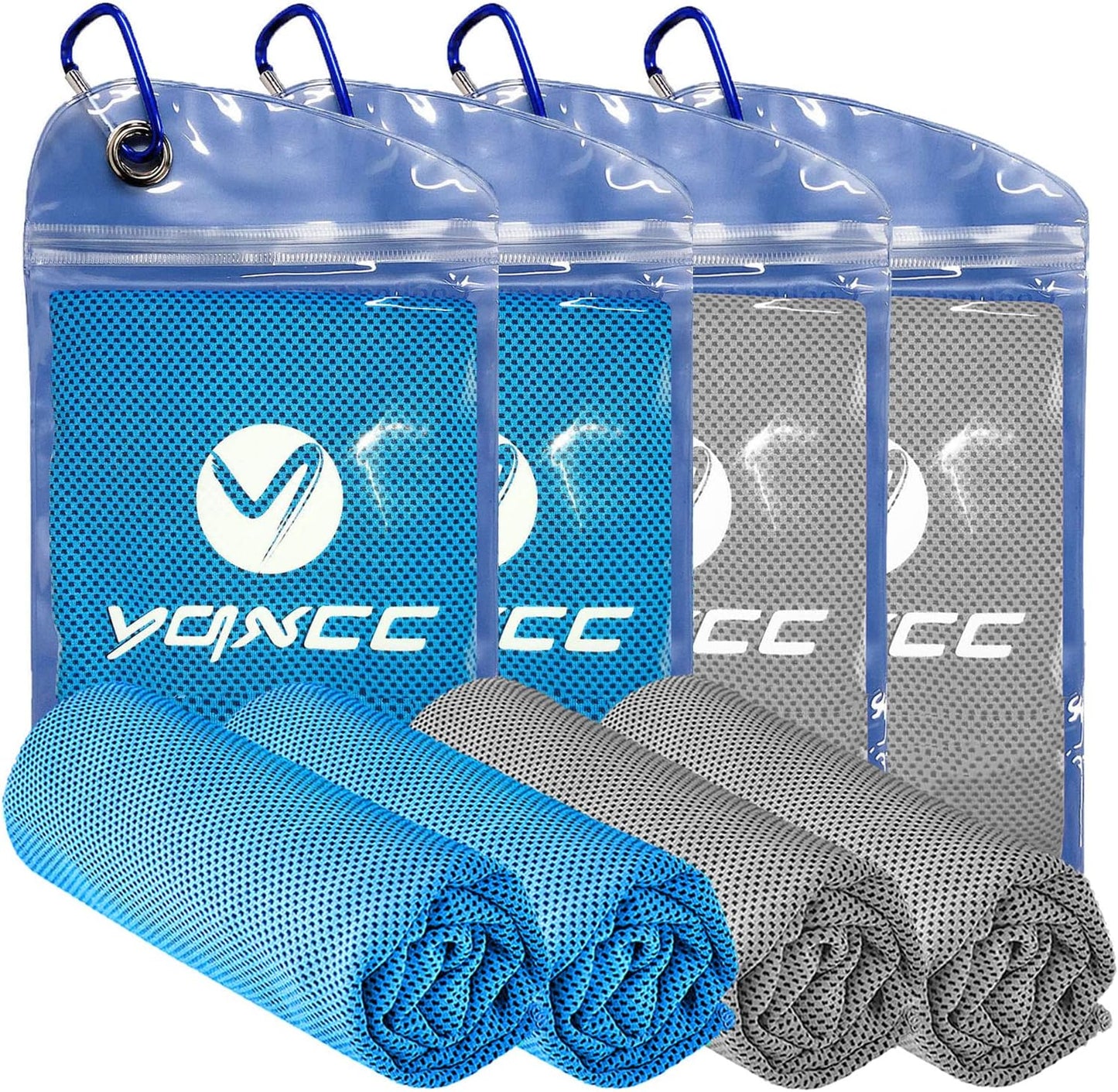 YQXCC 4 Pack Cooling Towels (47"x12"), Ice Cool Neck Towel, Soft Breathable Microfiber for Yoga, Golf, Gym, Running, Camping & Hot Weather