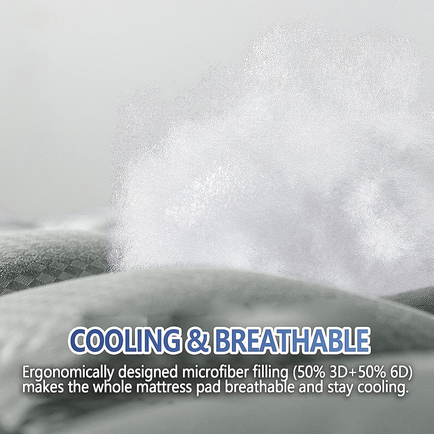 MATBEBY Queen Size Mattress Pad - Cooling Breathable Mattress Topper, Quilted Fitted Mattress Protector, Pillow Top Mattress Cover with 8-21" Deep Pocket, Soft, Machine Washable, White, 60x80 Inches
